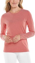 Coolibar - UV Shirt voor dames - Longsleeve - Morada - Papaverrood/Wit - maat XXL