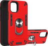 Apple iPhone 12 Mini Hoesje - Mobigear - Armor Ring Serie - Hard Kunststof Backcover - Rood - Hoesje Geschikt Voor Apple iPhone 12 Mini