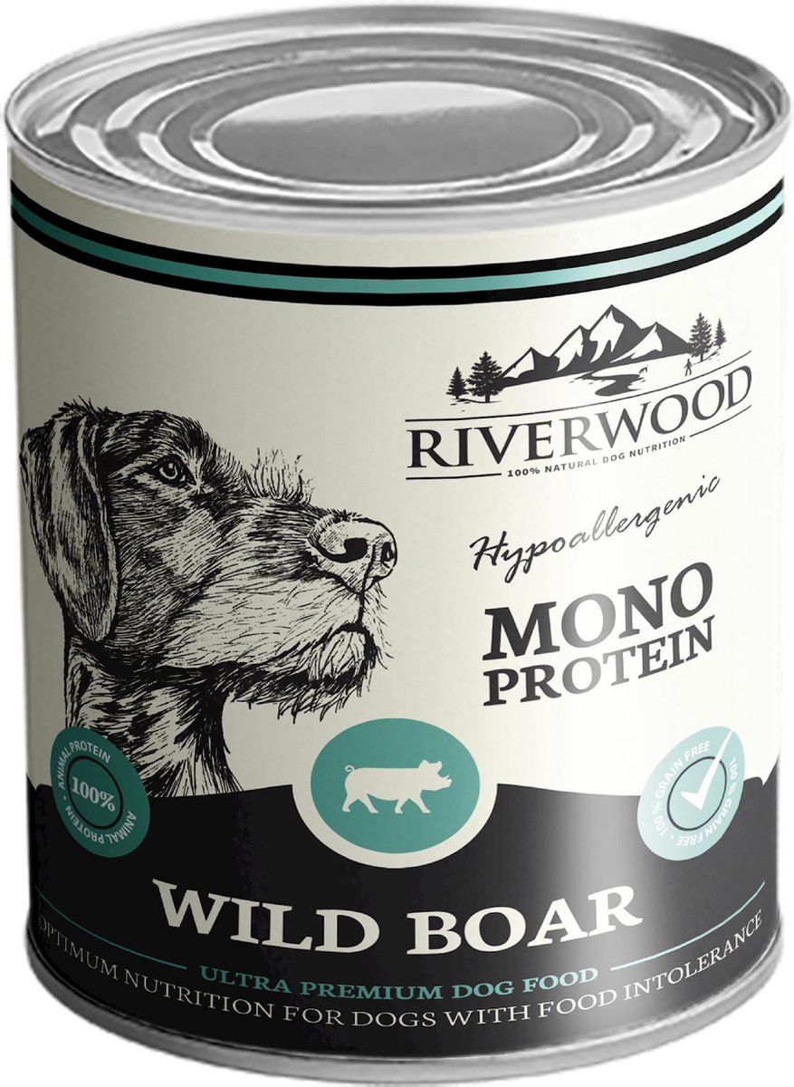 Riverwood - Ultra Premium Natvoer voor Honden - 0.4Kg - Wild zwijn - Hypoallergeen - Graan- en Glutenvrij