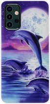 - ADEL Kunststof Back Cover Hardcase Hoesje Geschikt voor Samsung Galaxy A32 - Dolfijn Blauw