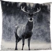 Sierkussen - Kussen - Rendier - Grijs Wit - 60x60cm - Velours