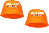 2x stuks oranje supporter vissershoedje - Holland met Nederlandse vlag - EK / WK fans - Koningsdag