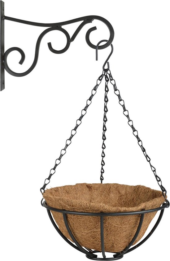 Lift Ronde Opeenvolgend Hanging basket 25 cm met metalen muurhaak en kokos inlegvel - Complete  hangmand set... | bol.com
