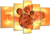 Glasschilderij Abstract - Geel, Goud, Zwart - 170x100cm 5Luik - Foto Op Glas - Geen Acrylglas Schilderij - 6000+ Glasschilderijen Collectie - Wanddecoratie