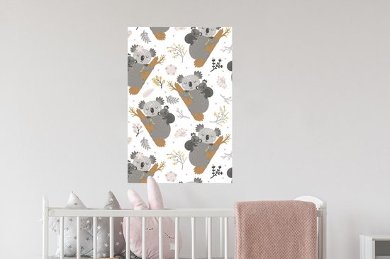 Sticker Muursticker Motif chambre d'enfant - Motif enfant avec koalas endormis - 40x60 cm - Film adhésif autocollant - Sticker mural repositionnable