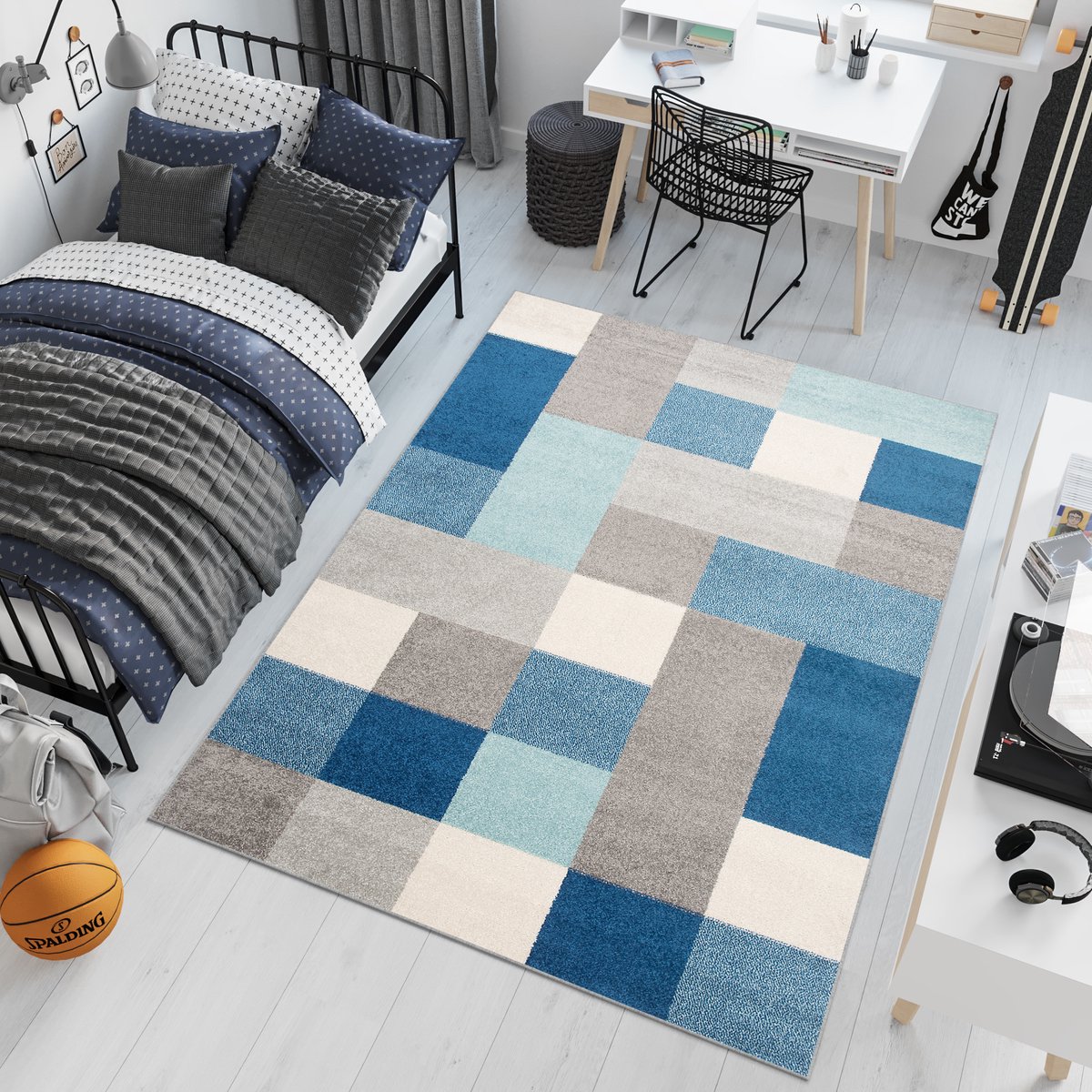 Tapiso Lazur Vloerkleed Grijs Blauw Modern Woonkamer Tapijt Maat- 120x170 Blauw Grijs