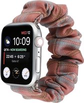 By Qubix Elastisch scrunchie nylon bandje - Lichtrood - blauw - Geschikt voor Apple Watch 42 - 44 - 45 - Ultra - 49mm - Compatible Apple watch bandje