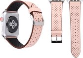 By Qubix Dot Pattern Leren bandje - Roze - Geschikt voor Apple Watch 38mm - 40mm - 41mm - Compatible Apple watch bandje - smartwatch bandje leder