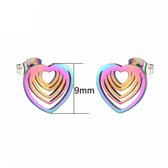 Aramat jewels ® - Regenboog zweerknopjes hartjes oorbellen chirurgisch staal 9mm