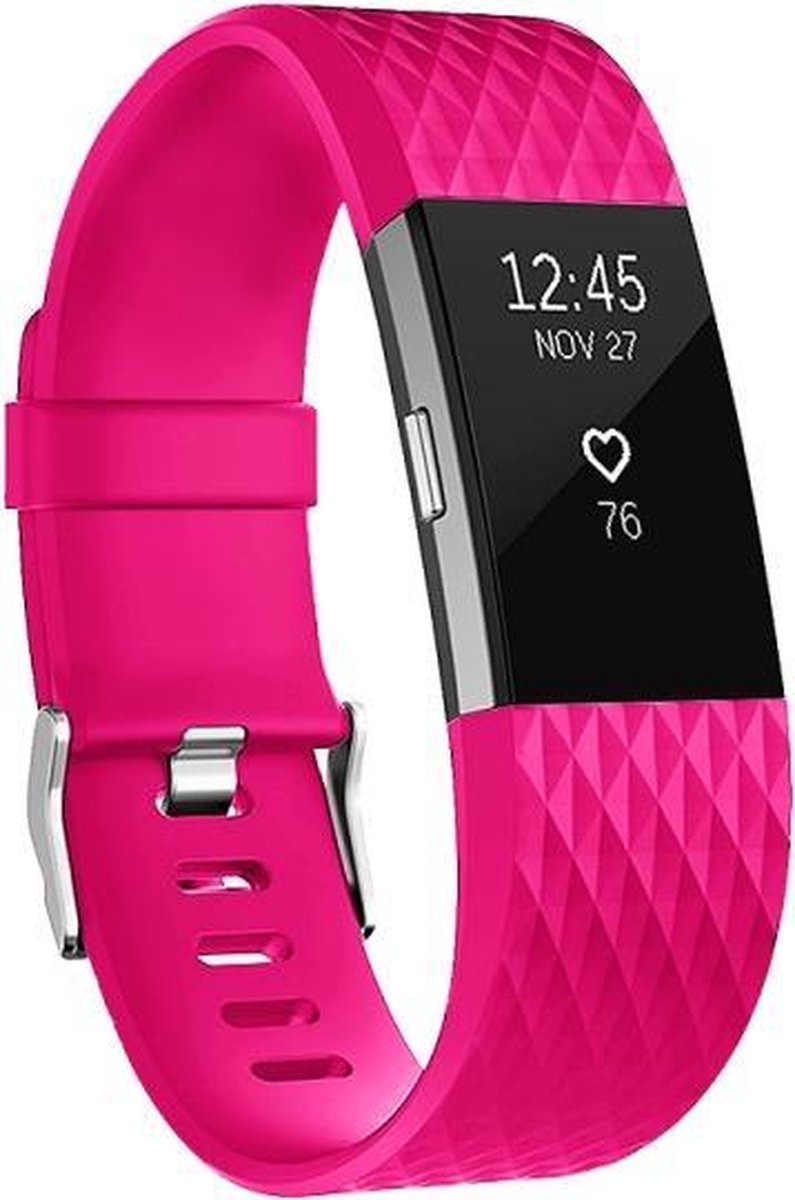 HIPFIT Siliconen bandje - Fitbit Charge 2 - Magenta/Roze - Large