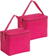 2x stuks kleine koeltassen voor lunch roze 20 x 13 x 17 cm 4.5 liter - Koeltassen