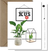 Tallies Cards - greeting  - wenskaarten - Kus - Plant  - Set van 4 ansichtkaarten - valentijnskaart - valentijn  - moeder - mama - liefde - Inclusief kraft envelop - 100% Duurzaam