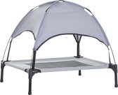 Chaise longue pour Chiens avec toit ouvrant - Brancard pour chien avec tente solaire - Chiens - Grijs- noir - L61 x L46 x H61 cm