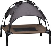 Chiens Lounger avec toit ouvrant - Civière pour chien avec tente solaire - Chiens - Café- noir - L61 x W46 x H61 cm
