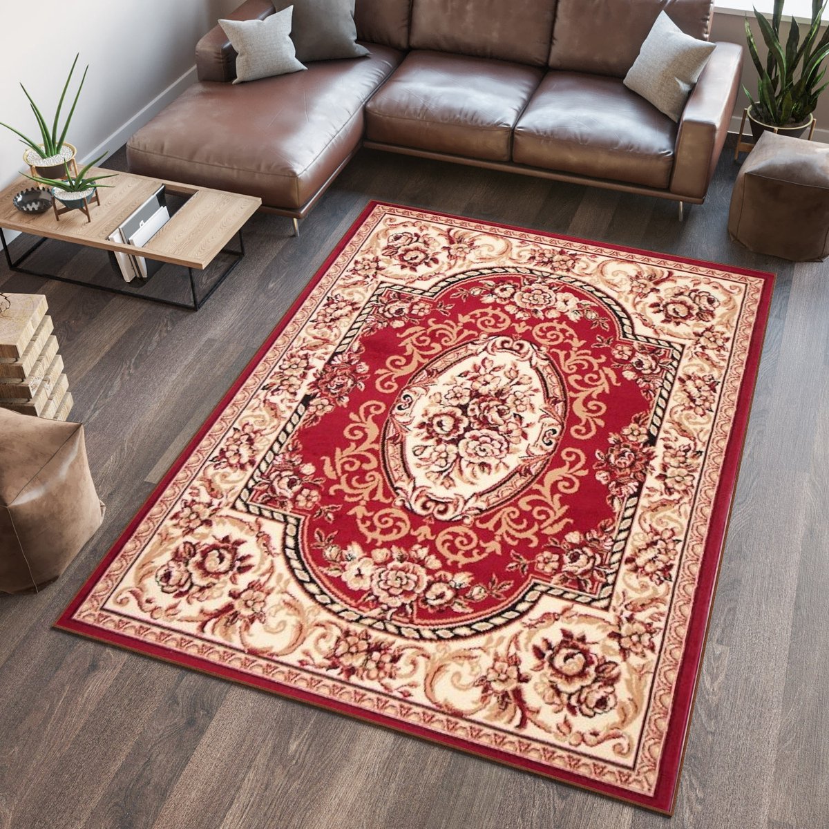 Tapiso Atlas PP Vloerkleed Rood Woonkamer Tapijt Maat- 180x250