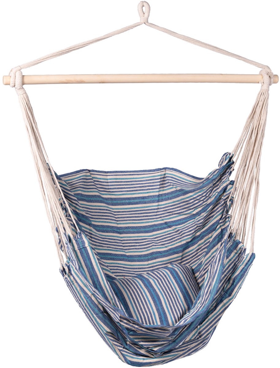Hangstoel Eénpersoons 'Rustic' Single - Blauw - 120 KG - Opbergtas incl. - 123 Hammock