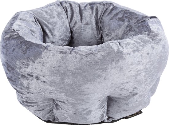 Scruffs Velvet Donut Bed - Stijlvolle katten- en hondenmand van fluweel - in 4 kleuren - Grijs