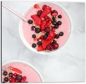 Dibond - Roze Smoothiebowl - 50x50cm Foto op Aluminium (Wanddecoratie van metaal)
