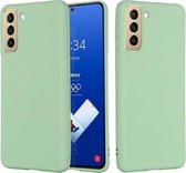 Voor Samsung Galaxy S21 FE 5G pure kleur vloeibare siliconen schokbestendige volledige dekking (groen)