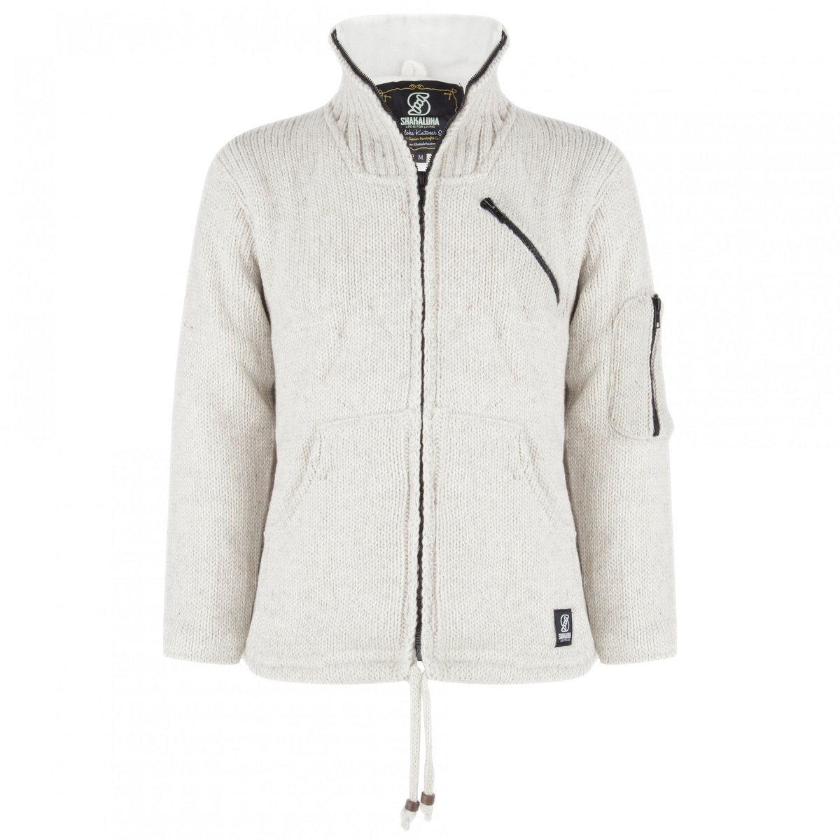 Gebreid Wollen Heren/Uni Vest van Schapenwol met Polyester Fleece voering en hoge kraag SHAKALOHA M Crush Collar 3XL Beige