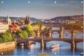 Zonsondergang op een mooie lentedag in Praag - Foto op Tuinposter - 225 x 150 cm