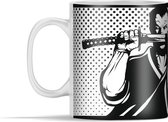 Mok - Een zwart-wit cartoonillustratie van de Samoerai - 350 ml - Beker