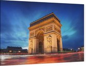 Arc de Triomphe bij blauwe avondgloed in Parijs  - Foto op Canvas - 60 x 40 cm