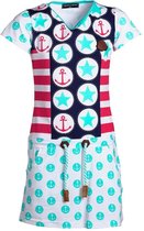 Meisjes jurk ronde print turquoise | Maat 104/ 4Y