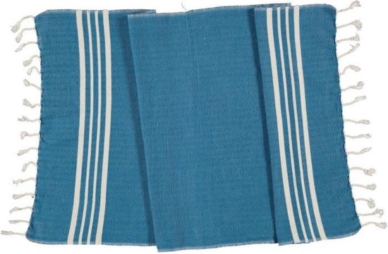 Kleine Hamamdoek Krem Sultan Petrol Blue - 100x50cm - dunne katoenen handdoek - sneldrogende saunahanddoek (niet geschikt als lendendoek)