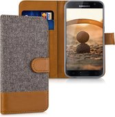 kwmobile telefoonhoesje voor Samsung Galaxy S7 - Hoesje met pasjeshouder in donkergrijs / bruin - Case met portemonnee