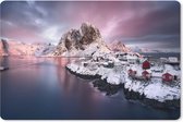 Muismat Fjorden - Lofoten Noorwegen fotoprint muismat rubber - 27x18 cm - Muismat met foto