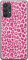 Leuke Telefoonhoesjes - Hoesje geschikt voor Samsung Galaxy A32 4G - Luipaard roze - Soft case - TPU - Luipaardprint - Roze