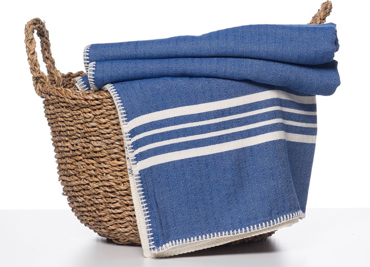 Hamam Plaid XXL Krem Sultan Royal Blue 220x170cm