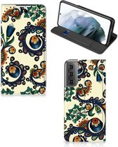 Hoesje Geschikt voor Samsung Galaxy S21 FE Bookcase Barok Flower