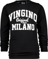 Vingino Logo Longsleeve Jongens T-shirt - Deep Black - Maat 176