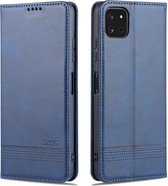 Voor Samsung Galaxy A22 5G AZNS Magnetische Kalf Textuur Horizontale Flip Leather Case met Kaartsleuven & Houder & Portemonnee (Donkerblauw)