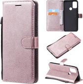 Voor Motorola Moto G50 Effen Kleur Horizontale Flip Beschermende Lederen Case met Houder & Kaartsleuven & Portemonnee & Fotolijst & Lanyard (Rose Goud)