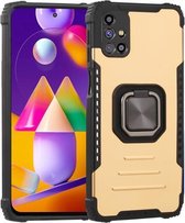 Voor Samsung Galaxy M31s Fierce Warrior-serie Armor All-inclusive schokbestendig aluminium + TPU-beschermhoes met ringhouder (goud)