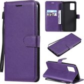 Voor OPPO F19/A74 4G Effen Kleur Horizontale Flip Beschermende Lederen Case met Houder & Kaartsleuven & Portemonnee & Fotolijst & Lanyard (Paars)