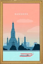 JUNIQE - Poster met houten lijst Bangkok - retro -20x30 /Roze &