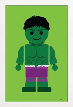 JUNIQE - Poster met houten lijst Hulk Toy -13x18 /Groen & Paars