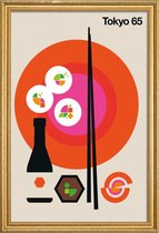 JUNIQE - Poster met houten lijst Vintage Tokio 65 -13x18 /Kleurrijk
