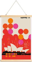 JUNIQE - Posterhanger Vintage Sydney 73 rood -30x45 /Oranje & Rood