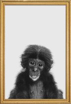 JUNIQE - Poster met houten lijst Bonobo Classic -20x30 /Wit & Zwart