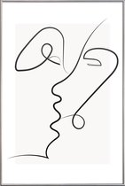 JUNIQE - Poster met kunststof lijst Kissed -40x60 /Grijs & Ivoor
