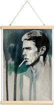 JUNIQE - Posterhanger David Bowie -20x30 /Turkoois & Zwart