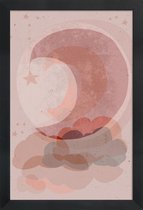 JUNIQE - Poster in houten lijst Gentle Moon -60x90 /Roze