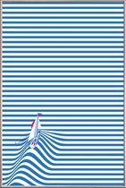 JUNIQE - Poster met kunststof lijst Sail Away -40x60 /Blauw & Wit
