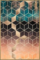 JUNIQE - Poster met kunststof lijst Ombre Dream Cubes -13x18 /Oranje &