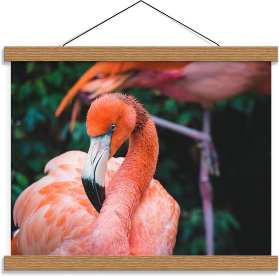 Schoolplaat – Lichtroze Flamingo - 40x30cm Foto op Textielposter (Wanddecoratie op Schoolplaat)